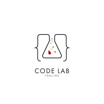 Code Laboratory Logo Design Template Flat Style Vector Stock Illustration