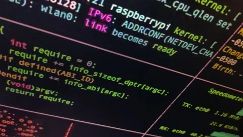 Code language animation on the monitor of the computer. code language. Stockbeeldmateriaal 220844729