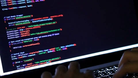 Code on laptop keyboard. Businessman working on tablet computer, Working on Stock-Footage 334586047