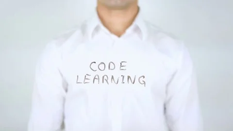Code Learning, Man Writing on Glass Stock Footage 78038988