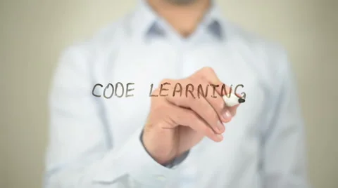 Code Learning, writing on transparent screen Stock Footage 62521481