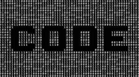 CODE - lettering cut out as part of a binary code screen of gray digits Stock Illustration