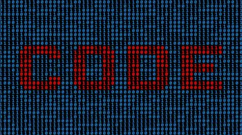 CODE - lettering in red shown as part of a binary code screen 스톡 일러스트