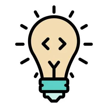 Code in light bulb icon color outline vector Illustrazione stock