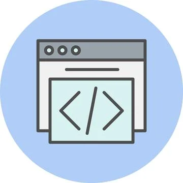 Code Line Filled Circle Icon Illustrazione stock