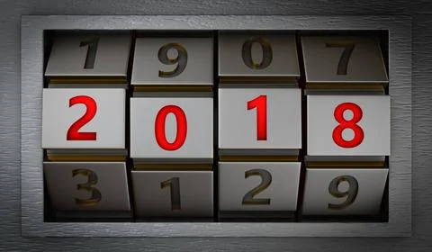 Code lock 2018 Code lock with the number 2018. 3d render. Copyright: xZoon... Stock Photos