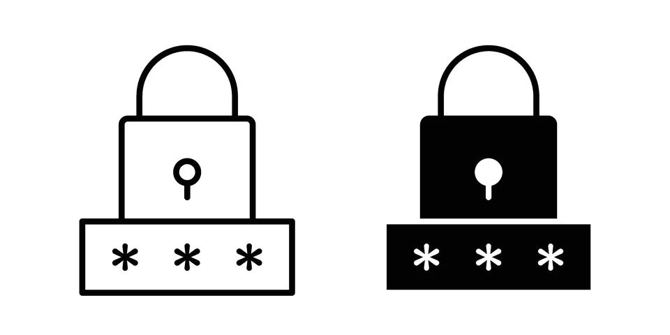 Code lock icon black vector isolated on white Stock-Illustration
