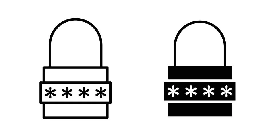 Code lock icon design. Illustration icons in linear and clipart pack Illustrazione stock