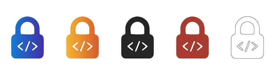 Code lock icon for secure software development 스톡 일러스트