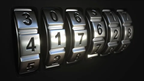 Code lock rings stop rotation at word ACCESS Stock Footage 96715857
