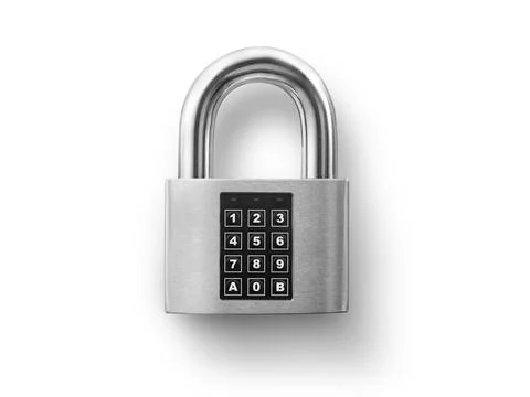 Code locked padlock on the white background. concept security 스톡 사진