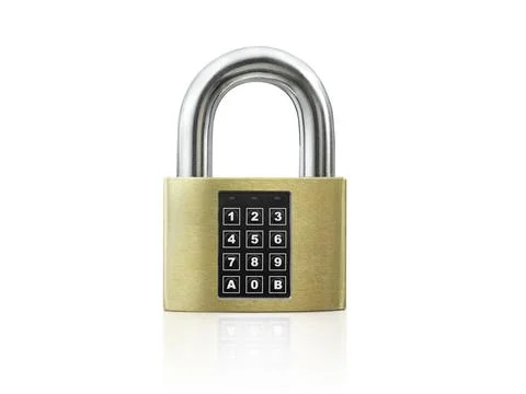 Code locked padlock on the white background. concept security 스톡 사진