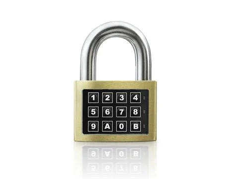 Code locked padlock on the white background. concept security Foto stock