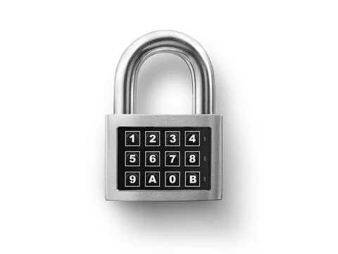 Code locked padlock on the white background. concept security Foto stock