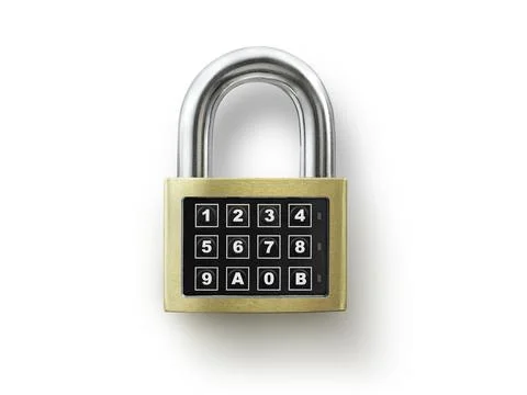 Code locked padlock on the white background. concept security Foto stock
