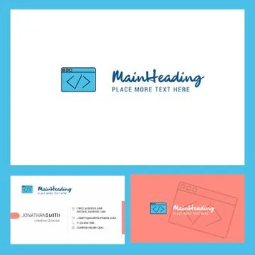 Code Logo design with Tagline &amp; Front and Back Busienss Card Template. Vector Stock-Illustration