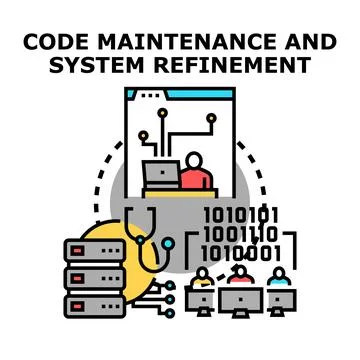 Code maintenance and system refinement concept illustration 库存插图