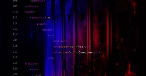 Code markup scrolling after table reveal, appending security links for Stock Footage 309721995