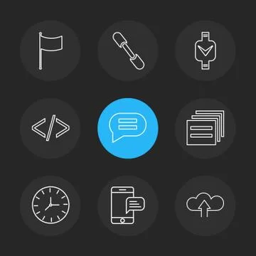Code , message , watch , seo , technology , internet , flags , computer , eps 库存插图