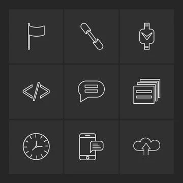 Code , message , watch , seo , technology , internet , flags , computer , eps Stock Illustration