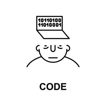 Code on mind icon. Element of human mind icon for mobile concept and web apps Stock Illustration