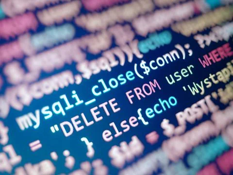 Code monitor background. Software developer screen. Abstract monitor developm Foto stock