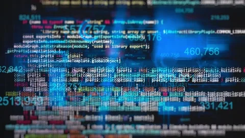 Code monitor software digital background. Coding data screen abstract background Stock-Footage 264306453