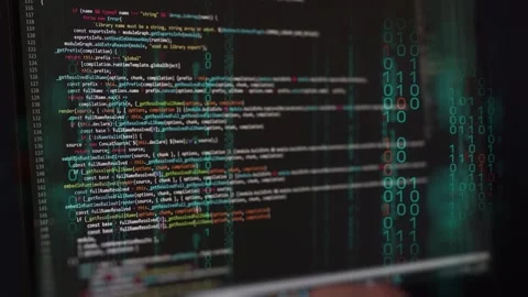 Code monitor software digital background. Coding data screen abstract background Stock-Footage 264747801