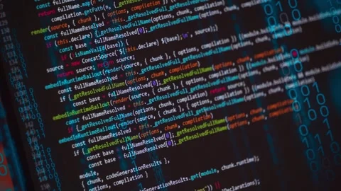 Code monitor software digital background. Coding data screen abstract background Stock-Footage 265840033