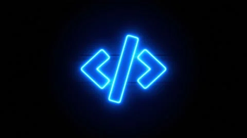 Code neon sign appear in center and disappear after some time. Loop animation of Stock Footage 142143789