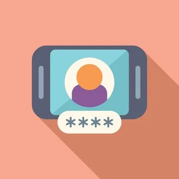 Code on new phone icon flat vector. Enter new user Stock Illustration