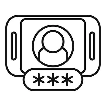 Code on new phone icon outline vector. Enter new user Stockillustratie