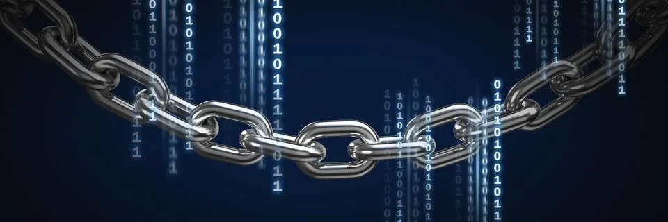 Code number binary lines over chain イラスト素材