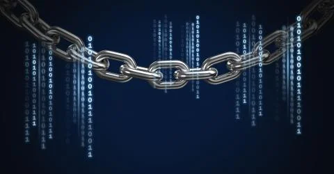 Code number binary lines over chain 스톡 사진