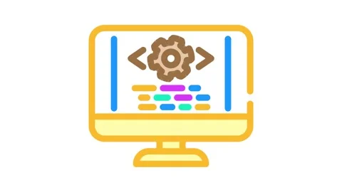 Code optimization analyst color icon animation Stock Footage 327263307