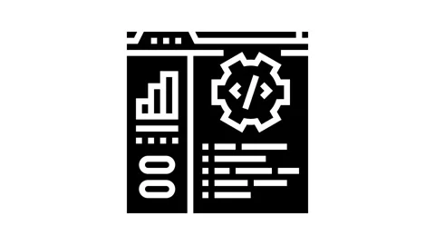 Code optimization analyst glyph icon animation Stock Footage 326152898