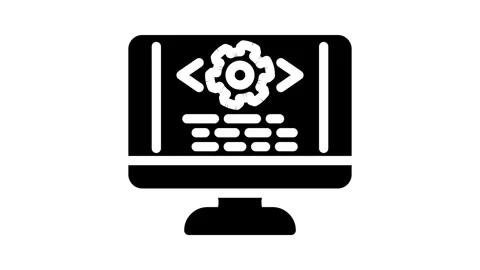 Code optimization analyst glyph icon animation Stock Footage 326739984