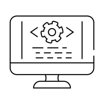 Code optimization analyst line icon vector illustration Illustrazione stock