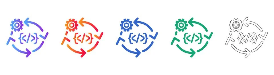 Code Optimization and Gear Icons Illustrazione stock