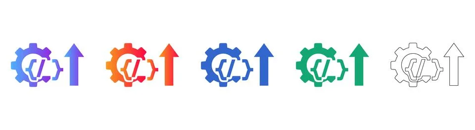 Code Optimization and Performance Upgrade Icons Stock Illustration
