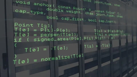 Code overlay appearing over data center ... | Stock Video | Pond5
