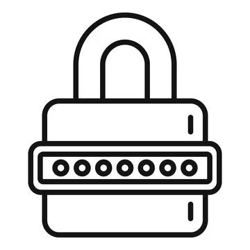 Code padlock icon outline vector. Cipher data イラスト素材