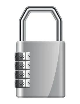 Code padlock. Lock with combination password code. Privacy number password entry Stock Illustration