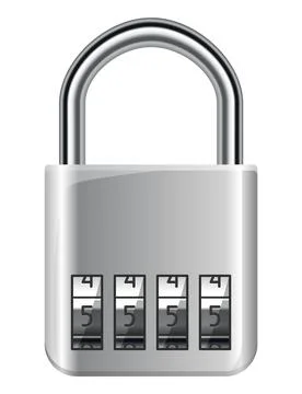 Code padlock. Lock with combination password code. Privacy number password entry Stock Illustration