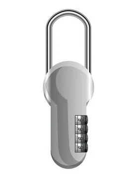 Code padlock. Lock with combination password code. Privacy number password entry Illustrazione stock