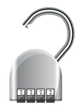 Code padlock. Lock with combination password code. Privacy number password entry Stock Illustration