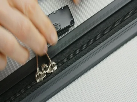 Code Padlock on Suitcase Stock Footage 72087691