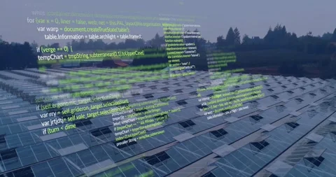 Code panels emerging from left multiplying and shifting, settling over Stock Footage 330509380