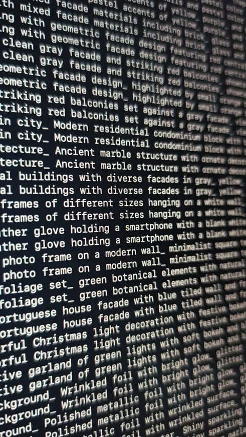 Code in perspective, wall of text on screen with data. Handheld angle of en.. Stock Footage 347801893