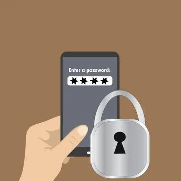 Code on the phone, lock, data protection 스톡 일러스트